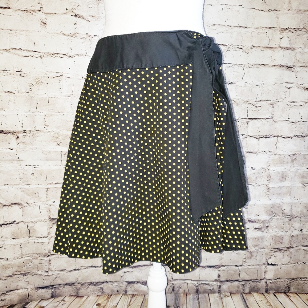 Vintage 90s  Beauty  Fiend Yellow Polka Dot on Black Short Skirt